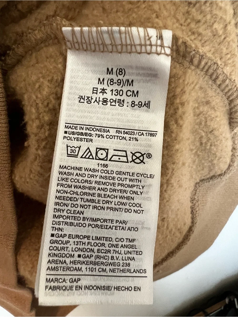 GAP Kids Sweatshirt in Camel Brown Size M (8) Bear Logo Graphic Crewneck